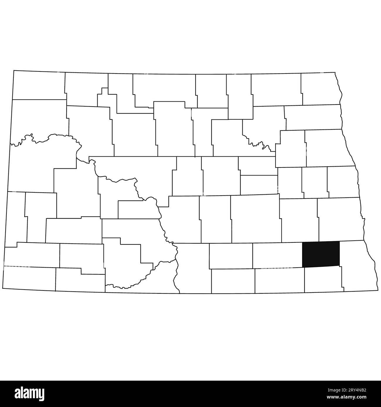 Map of ransom County in North Dakota state on white background. single