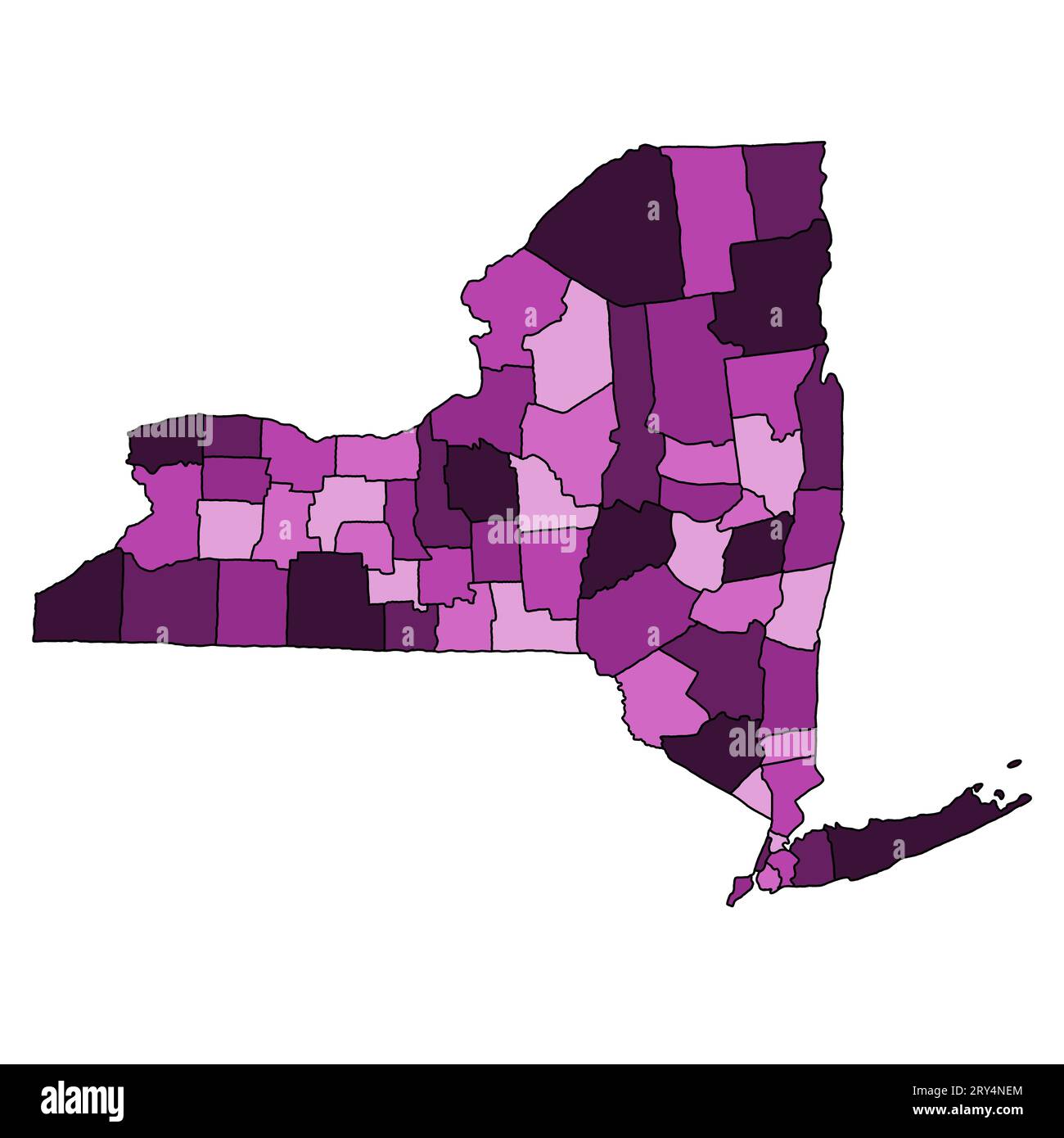 colourful map of New York State. New York Counties map, Newyork blank map for design ,copy space