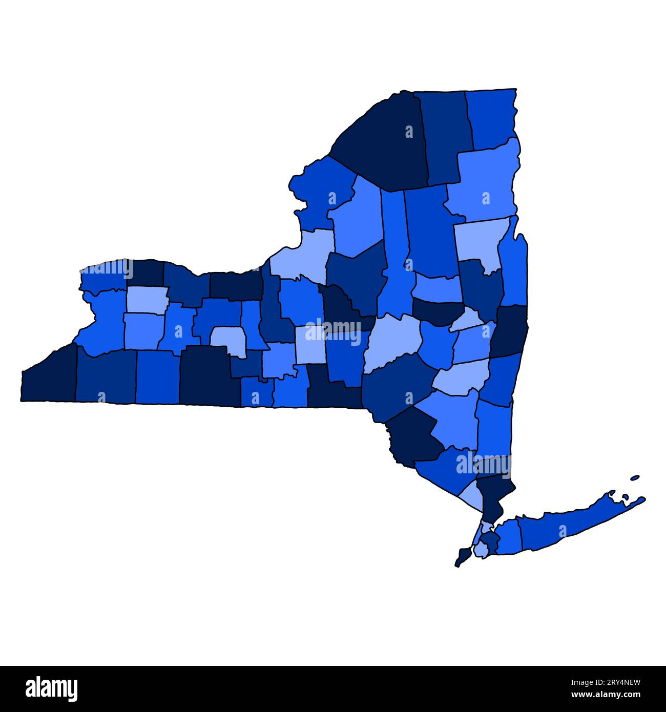 colourful map of New York State. New York Counties map, Newyork blank