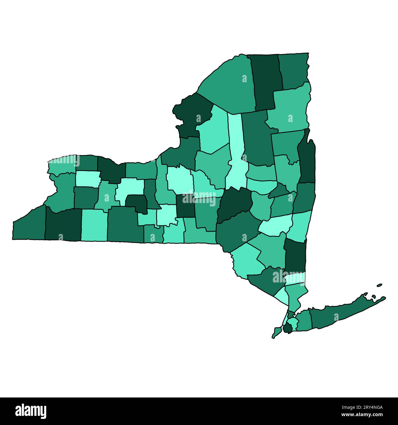 colourful map of New York State. New York Counties map, Newyork blank