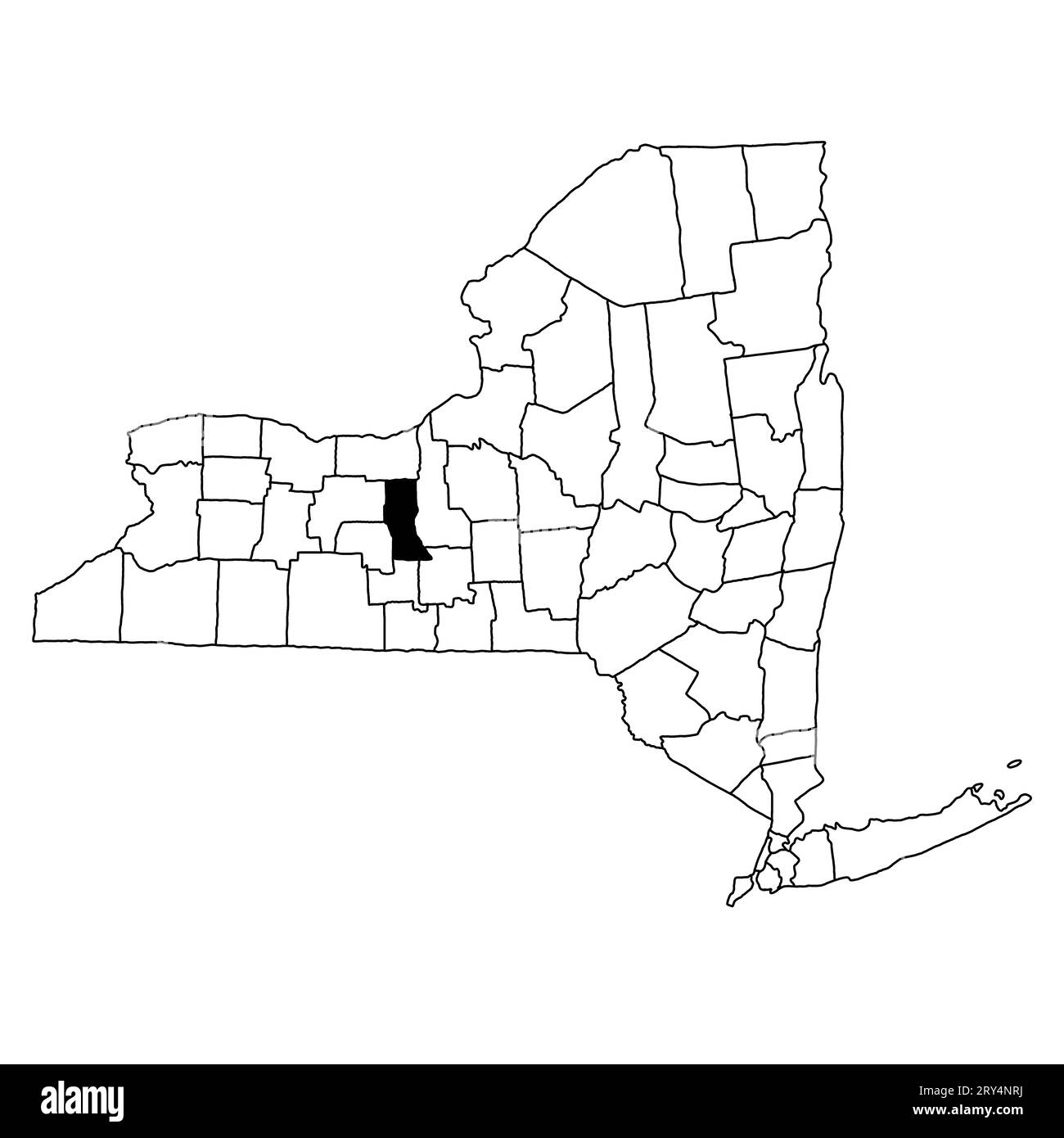 Map of Seneca County in New York state on white background. single