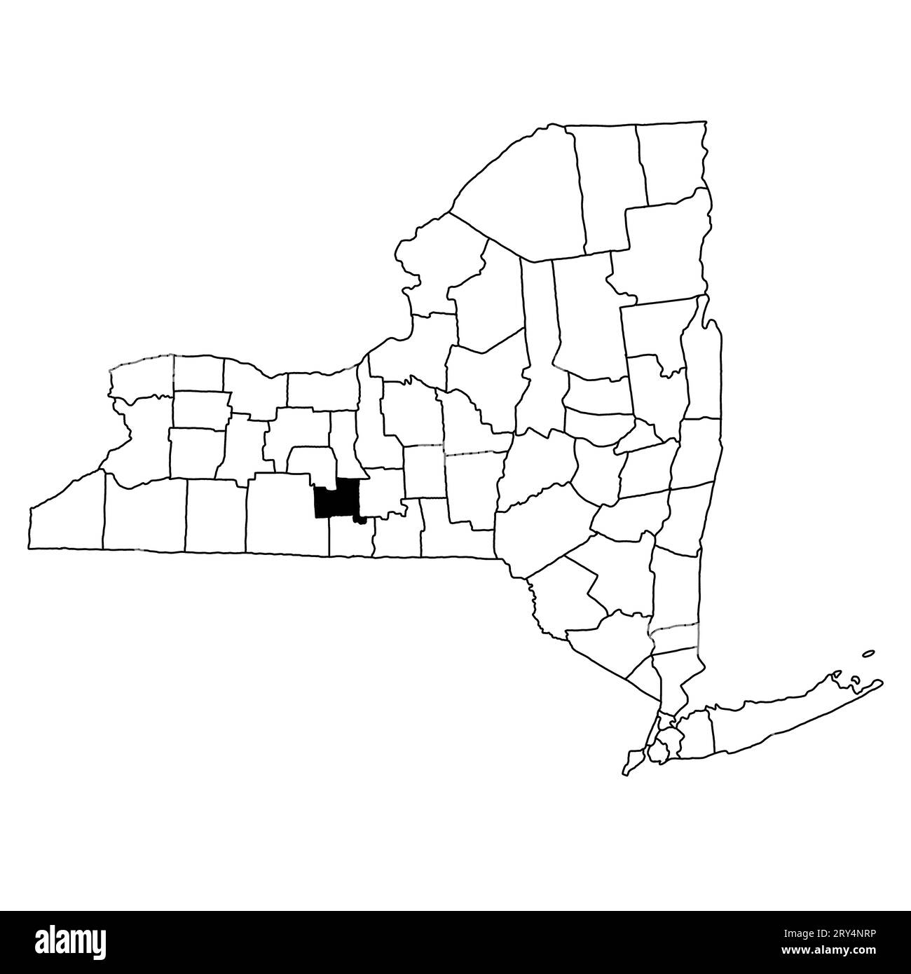 Map of Schuyler County in New York state on white background. single
