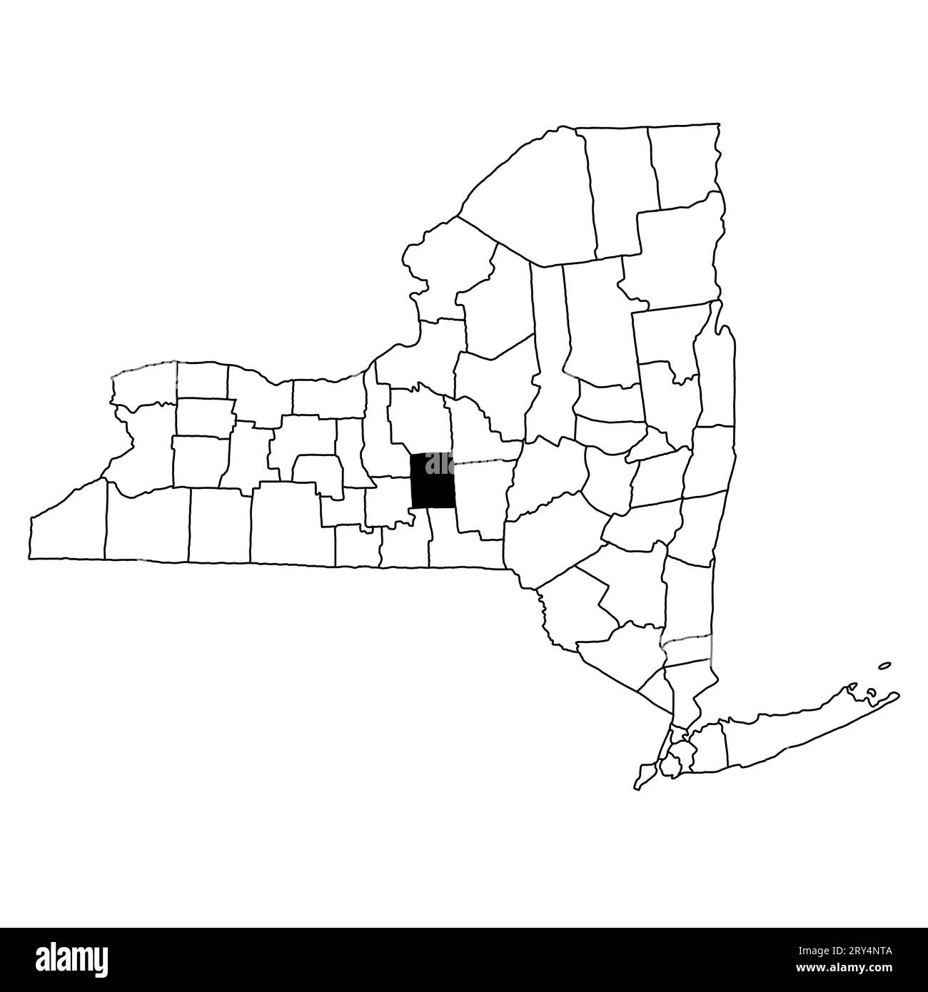 Map of Cortland County in New York state on white background. single