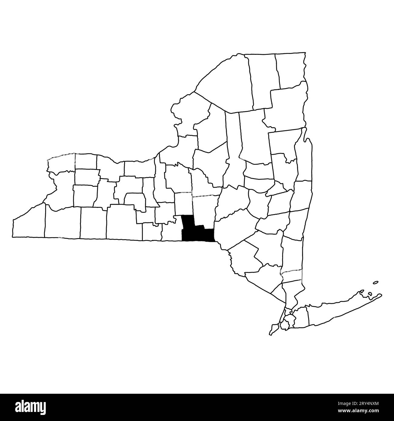 Map of Broome County in New York state on white background. single