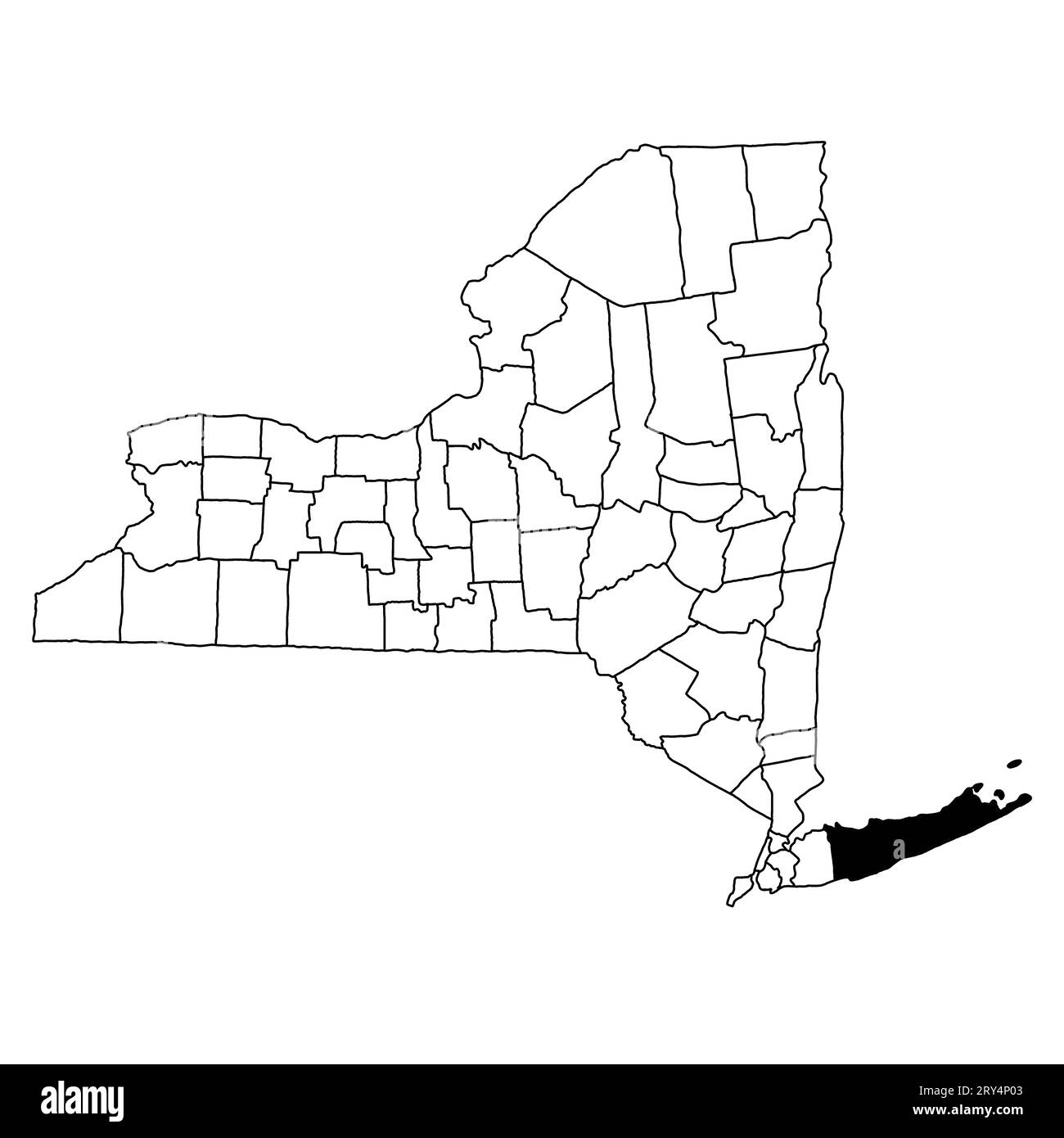 Map of Suffolk County in New York state on white background. single County map highlighted by