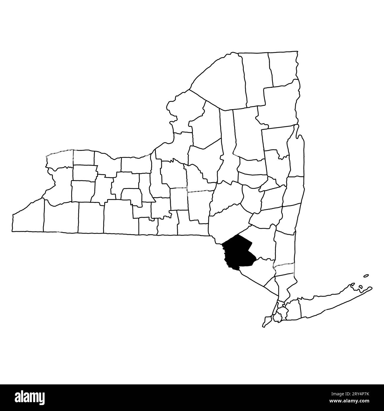 Map of Sullivan County in New York state on white background. single