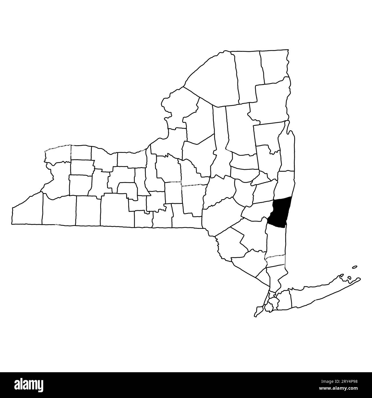 Map of Columbia County in New York state on white background. single County map highlighted by black colour on New york map . Stock Photo