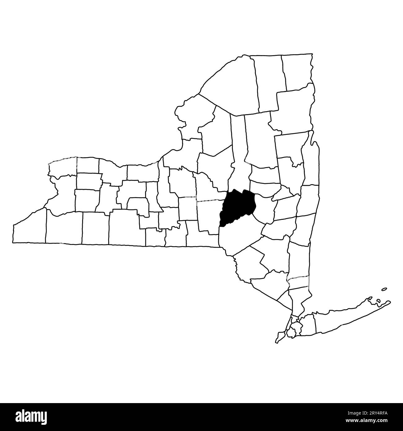 Map of otsego County in New York state on white background. single