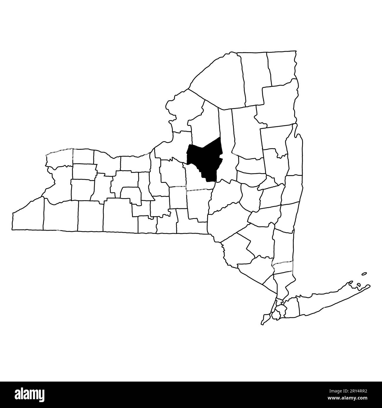 Map of Oneida County in New York state on white background. single