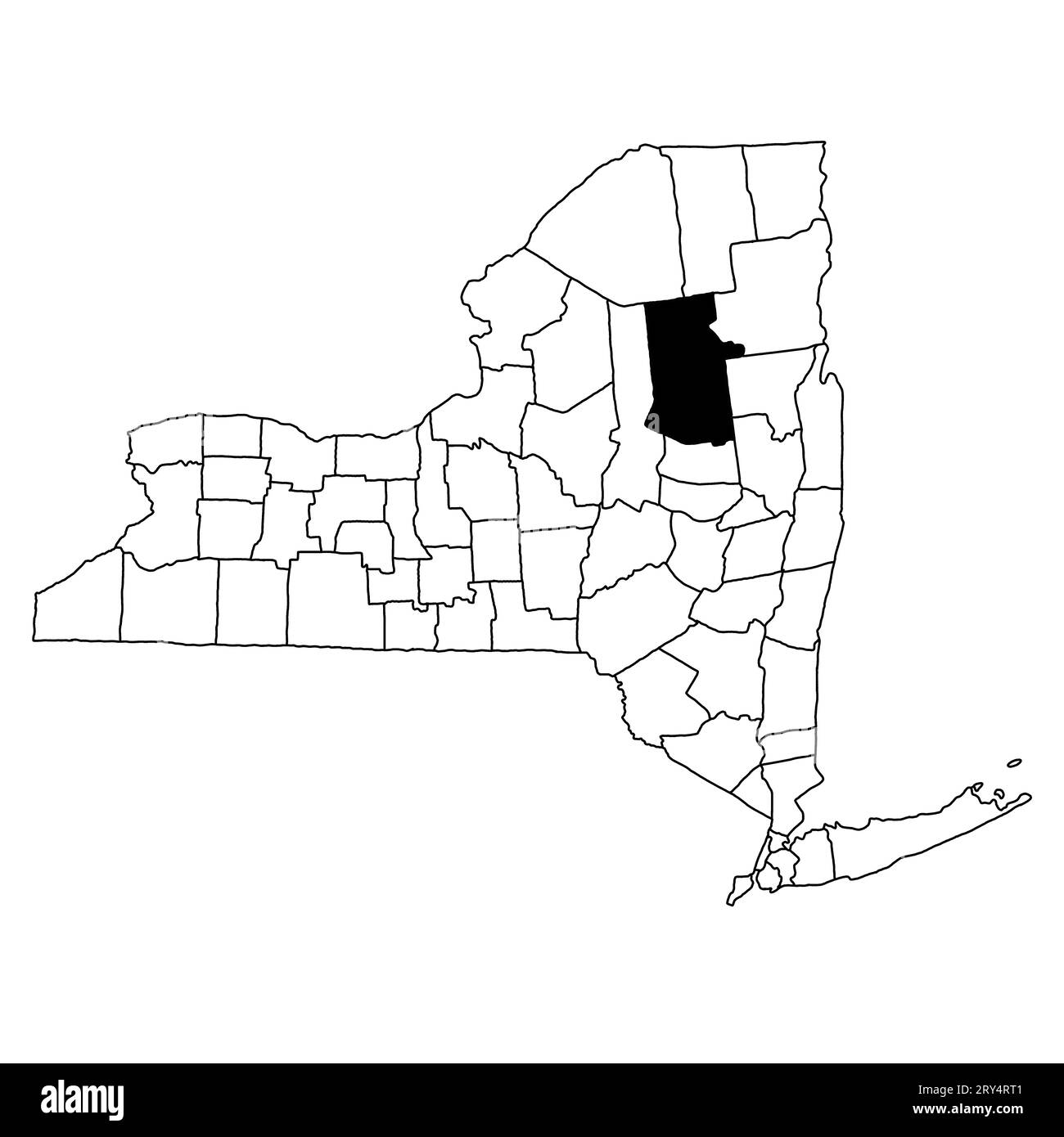 Map of Hamilton County in New York state on white background. single