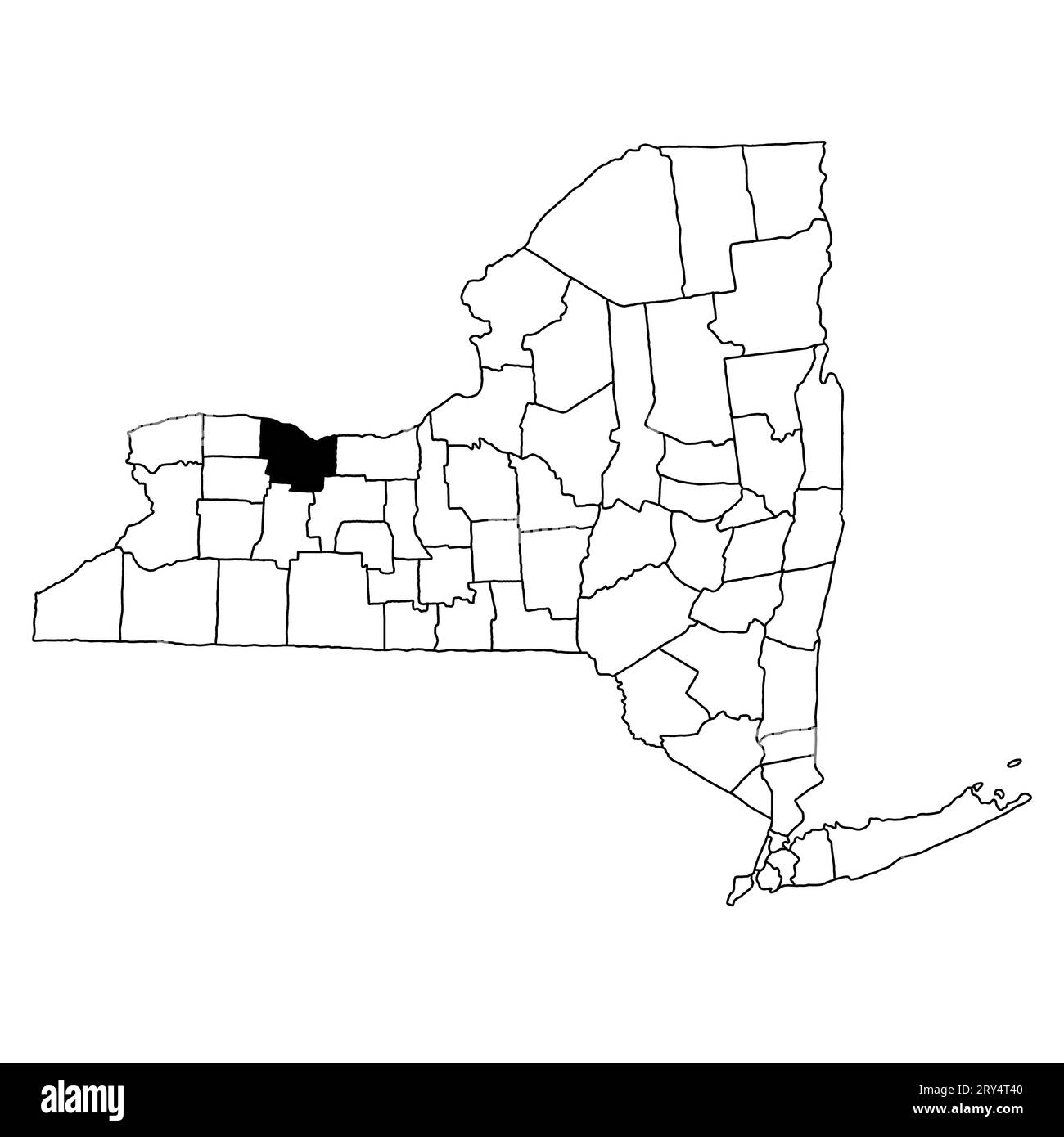 Map of Monroe County in New York state on white background. single