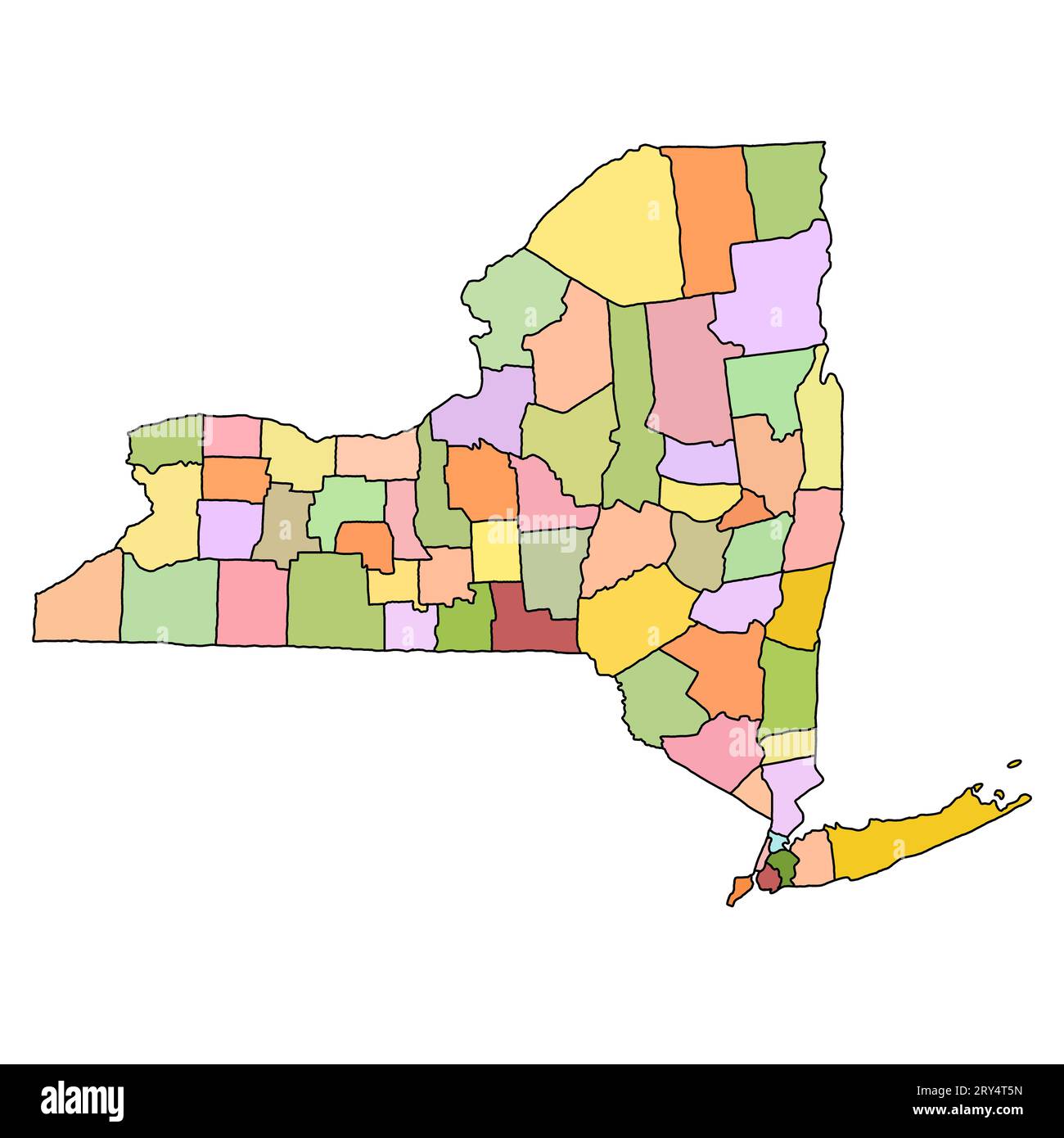 blank new york counties map. New York - Highly detailed editable political map. blank County map Stock Photo