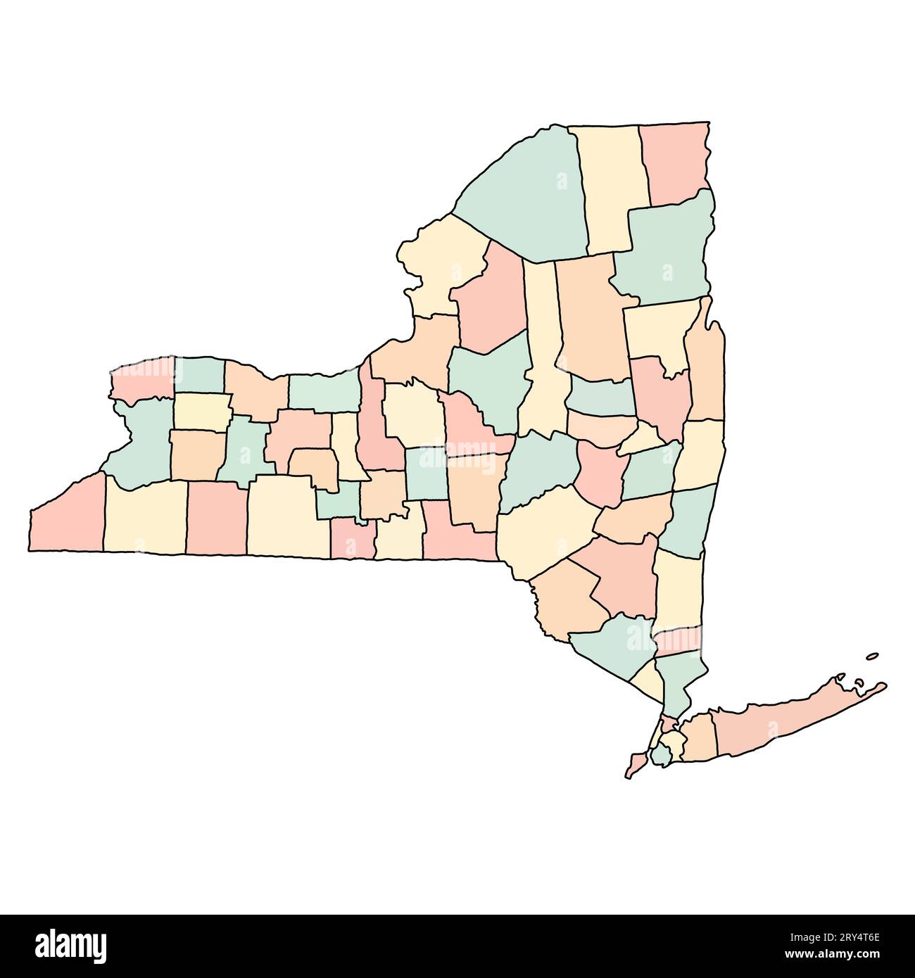 colourful new york counties map. New York Highly detailed editable