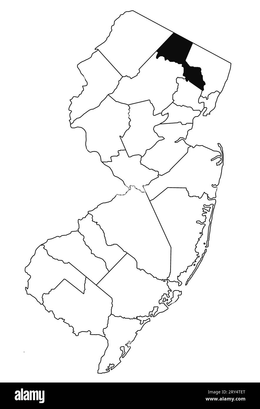 Map of Passaic County in new jersey state on white background. single
