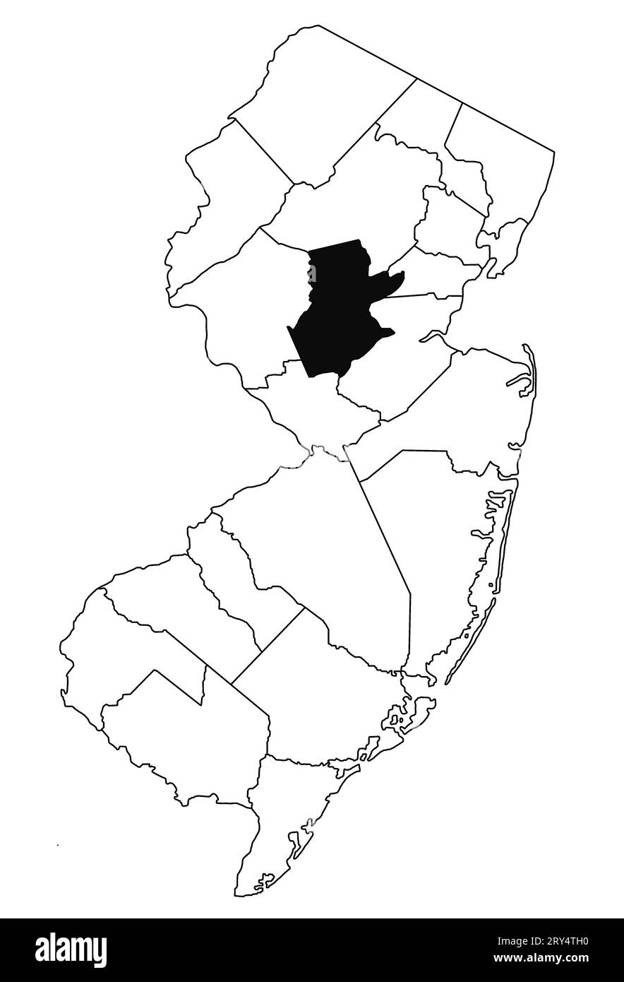 Map of Somerset County in new jersey state on white background. single County map highlighted by