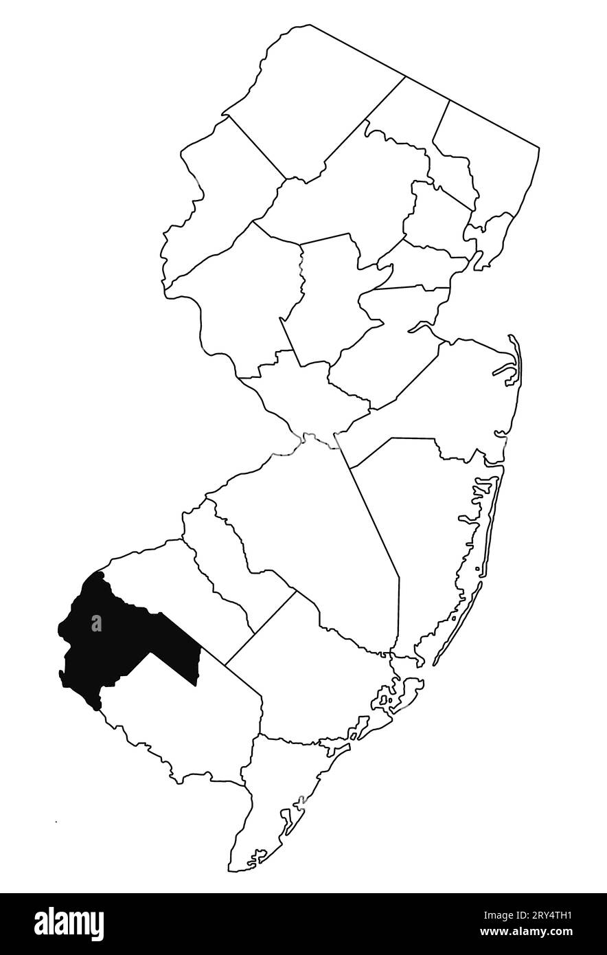 Map of Salem County in new jersey state on white background. single