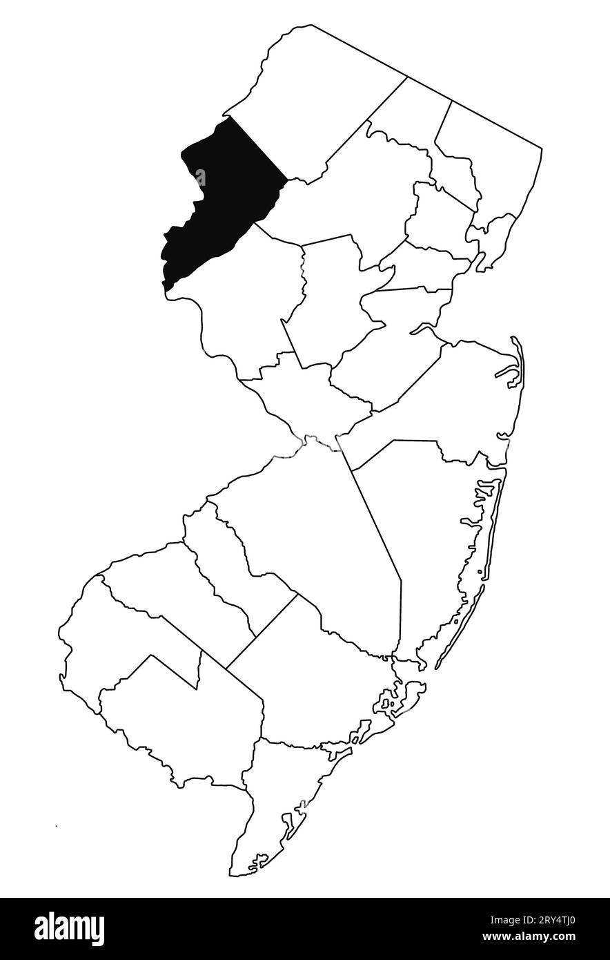 Map of Warren County in new jersey state on white background. single County map highlighted by