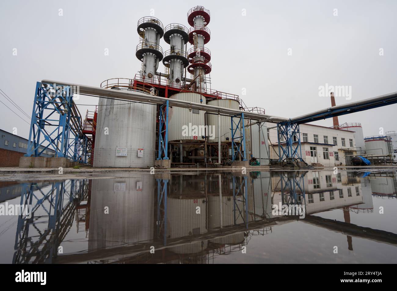 The distillation tower is located in a biodiesel production plant in ...