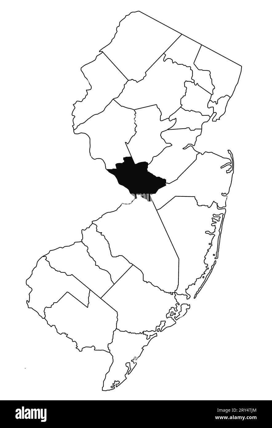 Map of Mercer County in new jersey state on white background. single