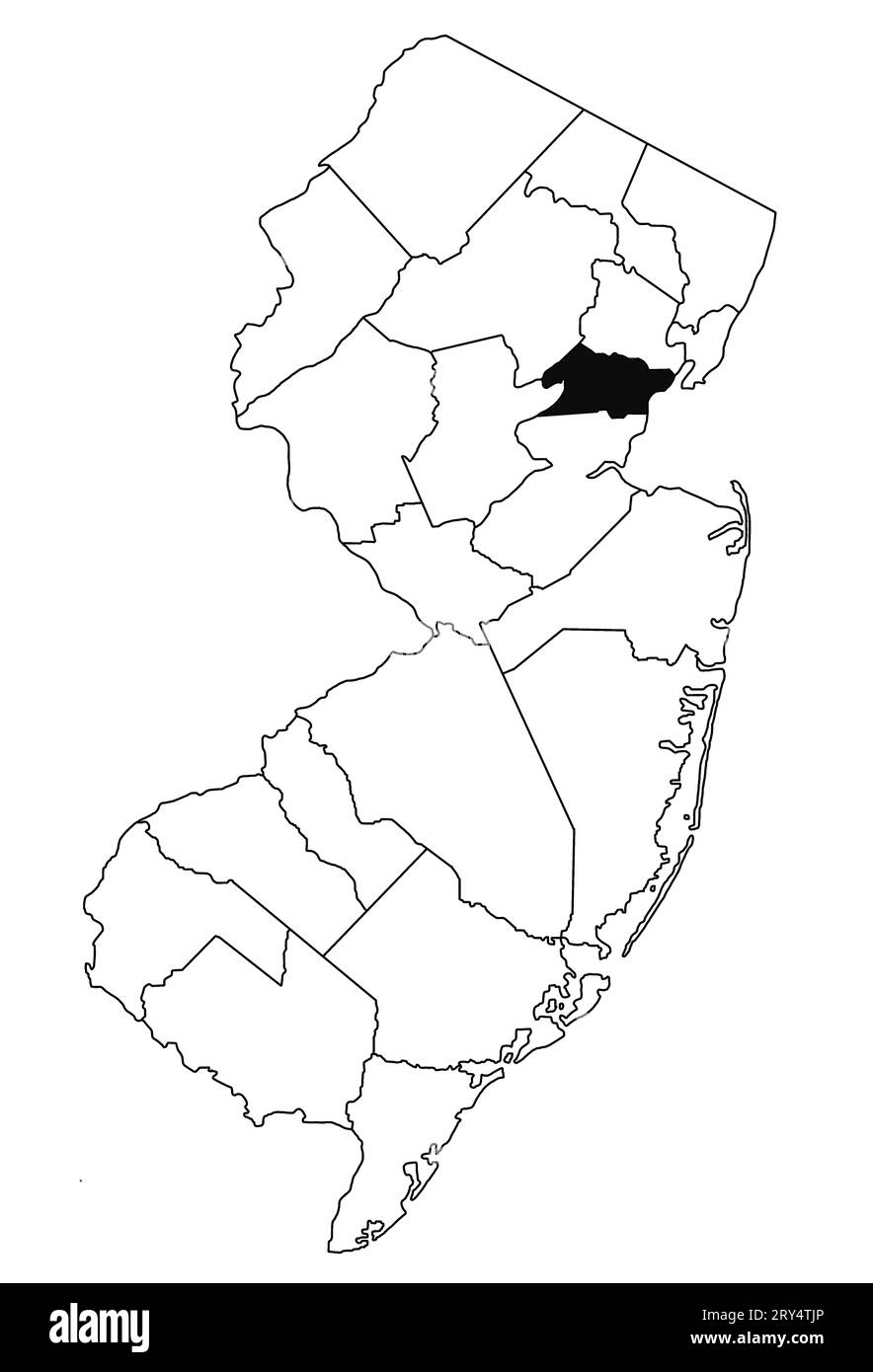 Map of union County in new jersey state on white background. single County map highlighted by