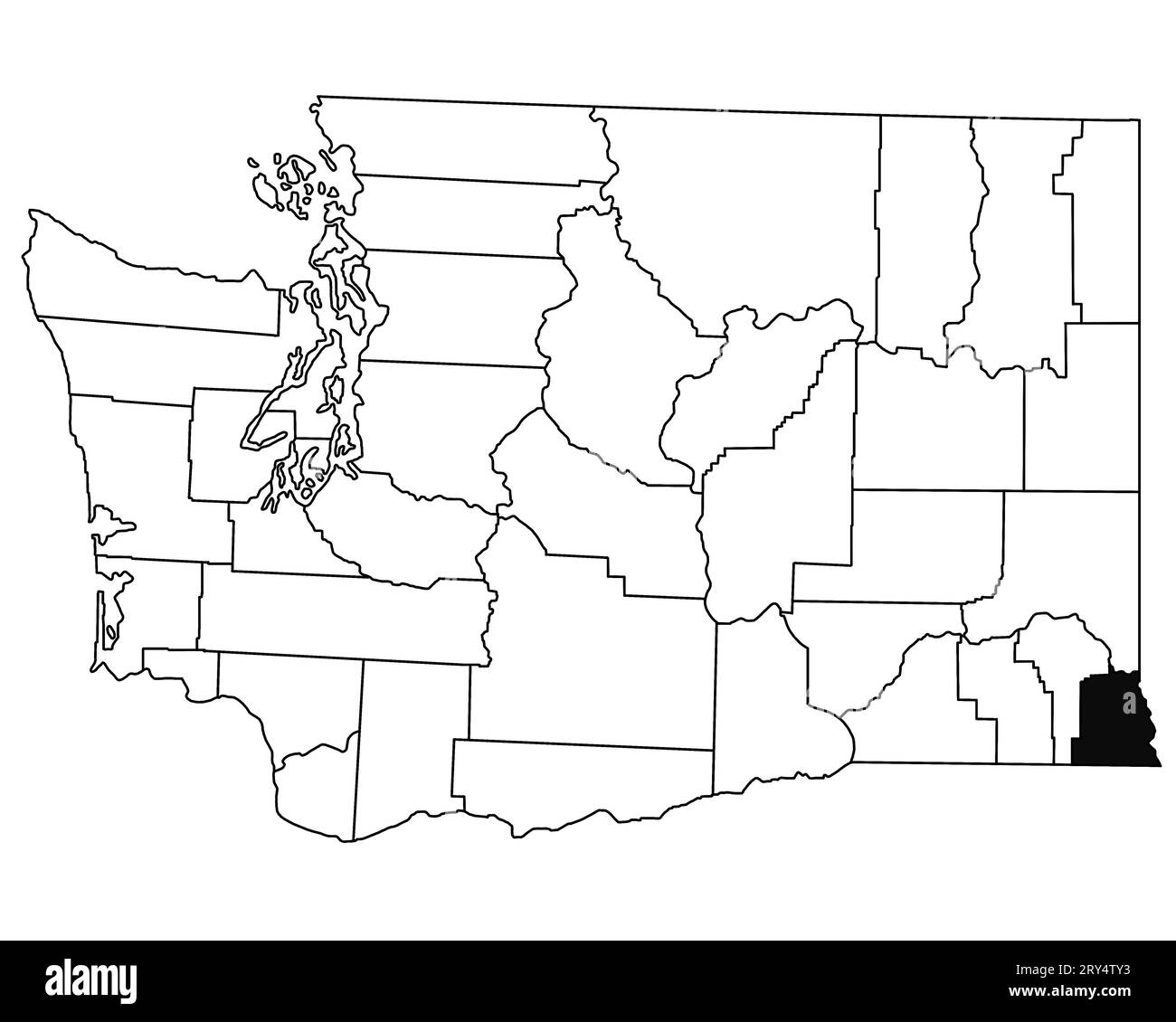 Map of Asotin County in Washington DC state on white background. single