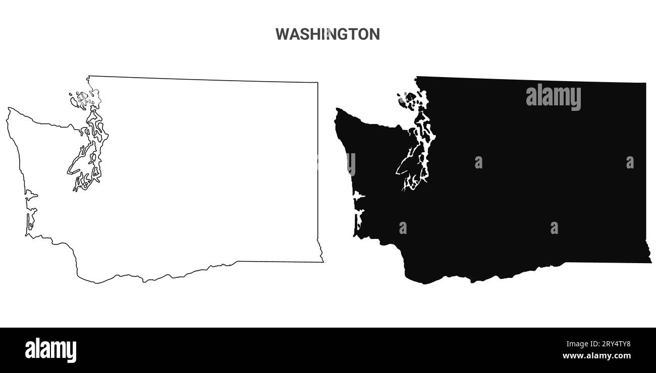 Washington state outline County map set - United States Stock Photo