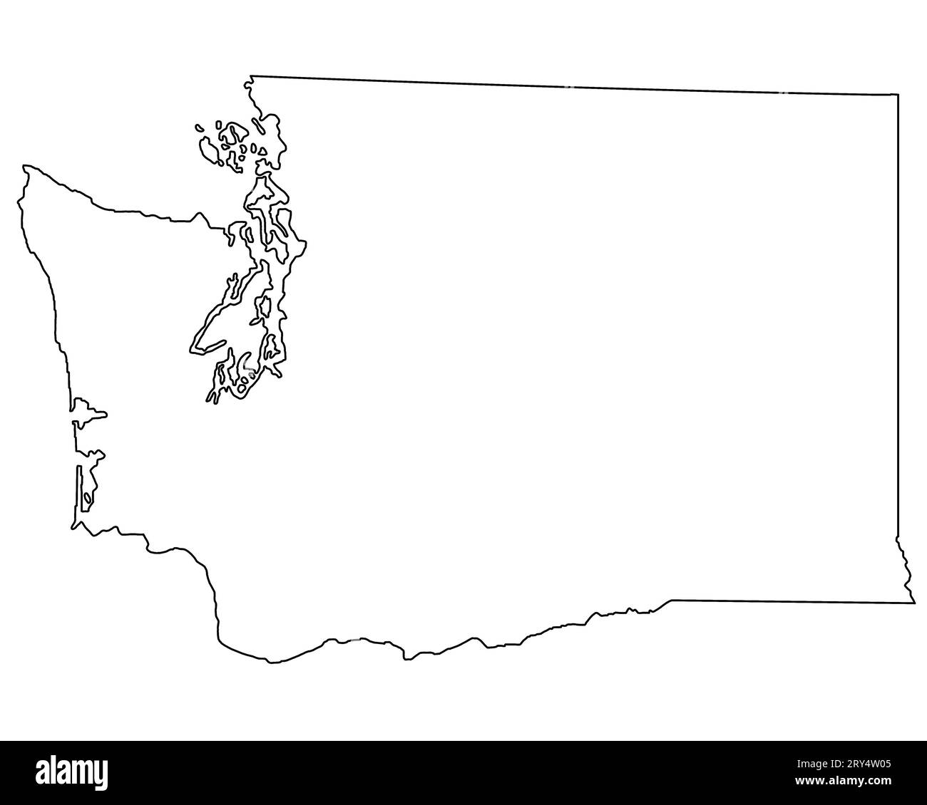 High detailed illustration map - Washington state Stock Photo - Alamy