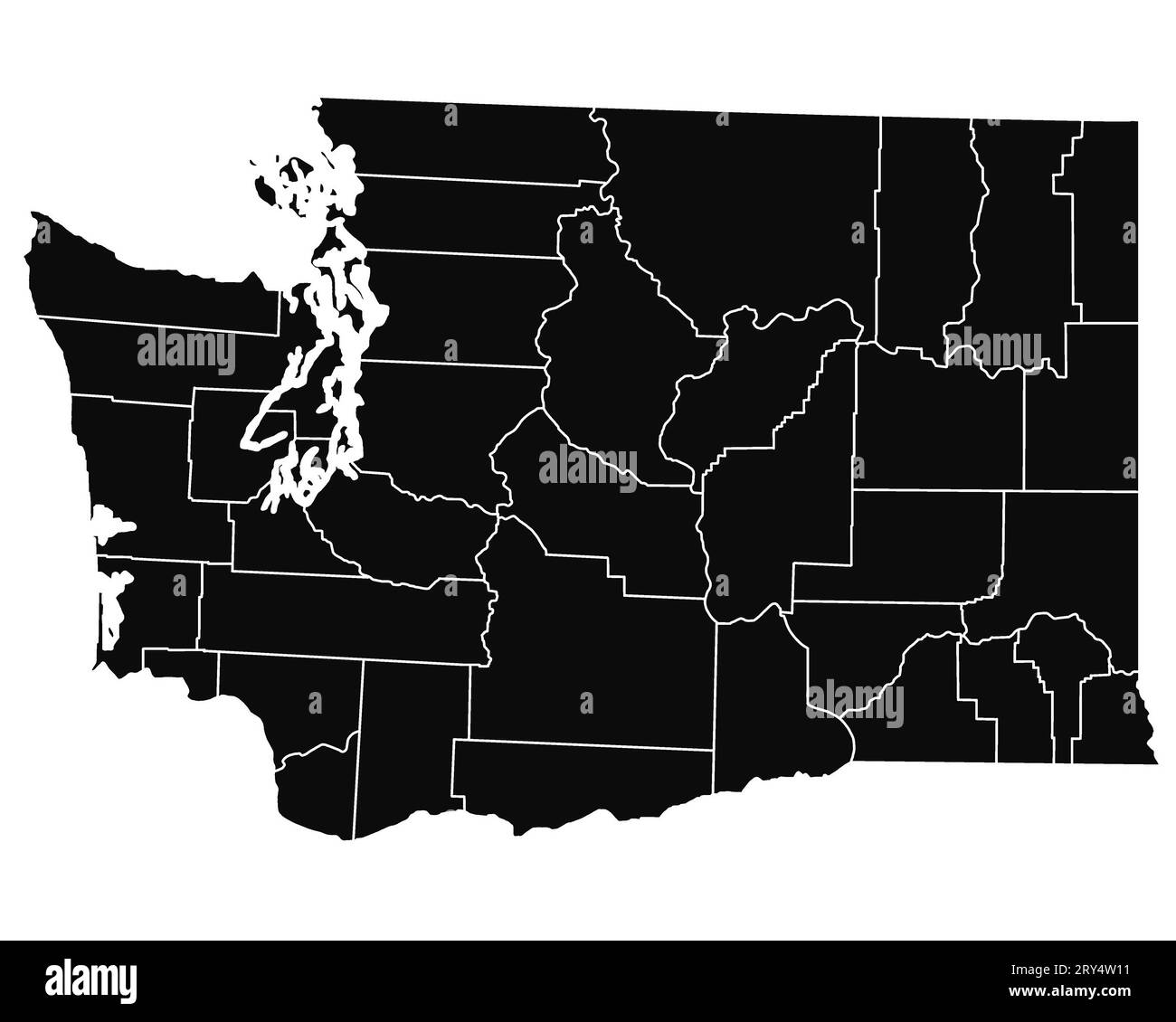 High detailed illustration map Washington state with counties Stock Photo Alamy