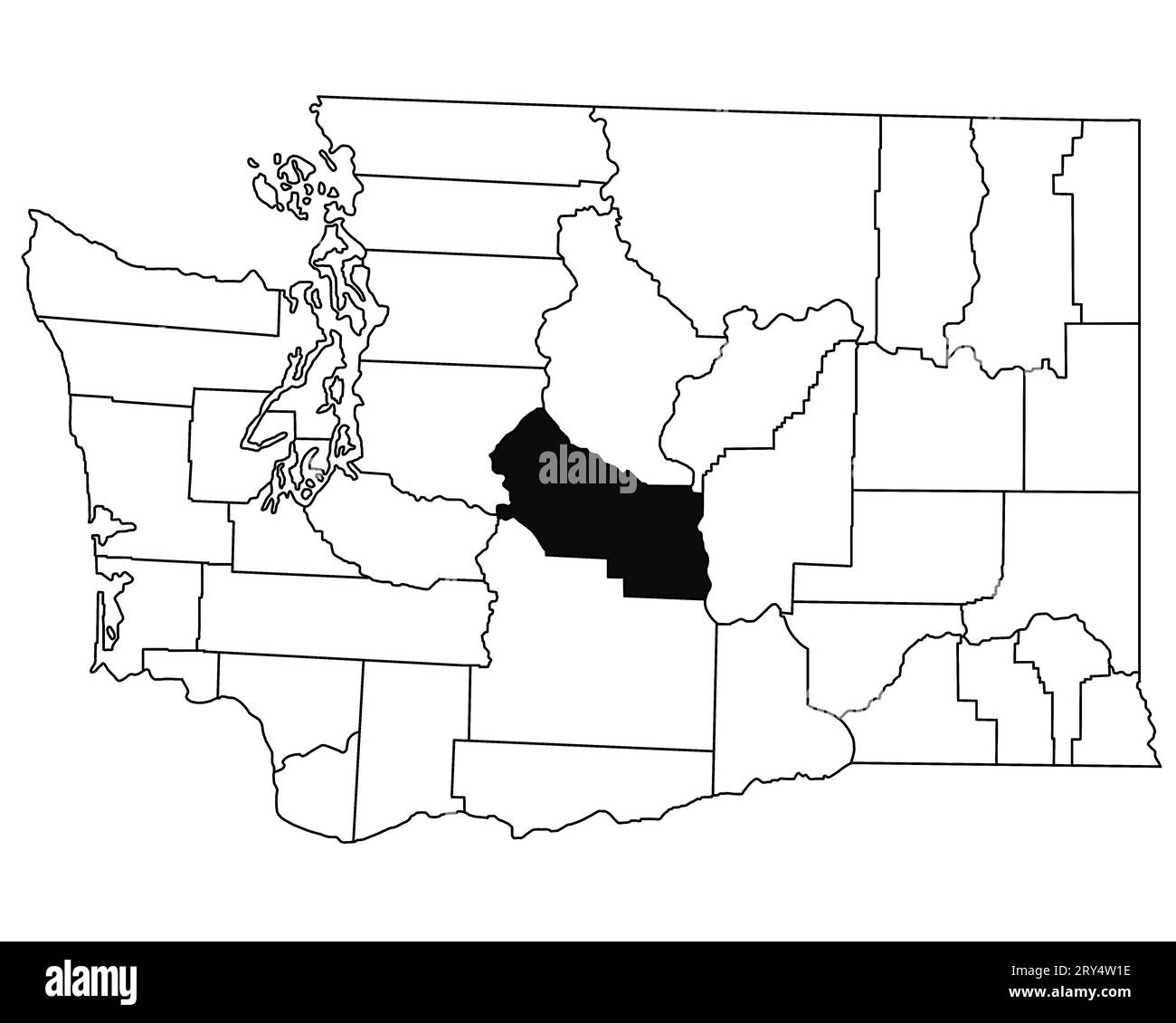 Map of kittitas County in Washington DC state on white background. single County map highlighted