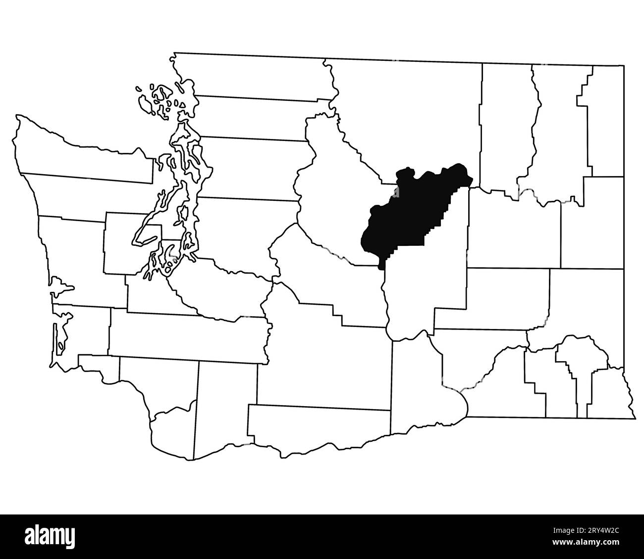 Map of Douglas County in Washington DC state on white background