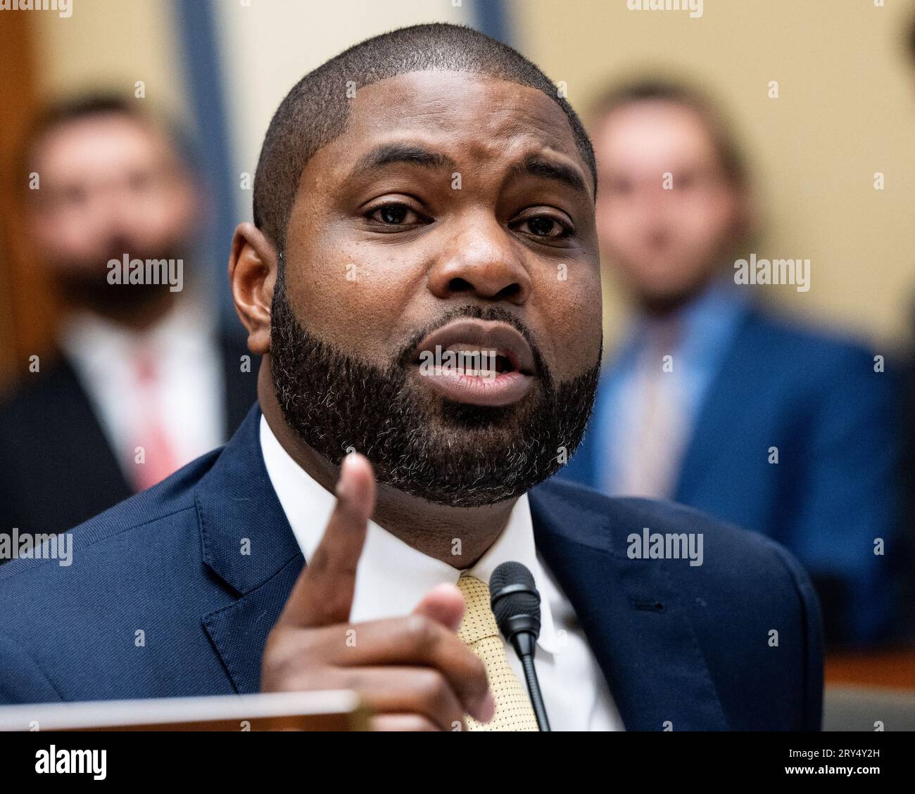 Washington, United States. 28th Sep, 2023. U.S. Representative Byron Donalds (R-FL) speaking at a House Committee Oversight and Accountability Committee hearing titled 'The Basis for an Impeachment Inquiry of President Joseph R. Biden Jr.' at the U.S. Capitol. Credit: SOPA Images Limited/Alamy Live News Stock Photo