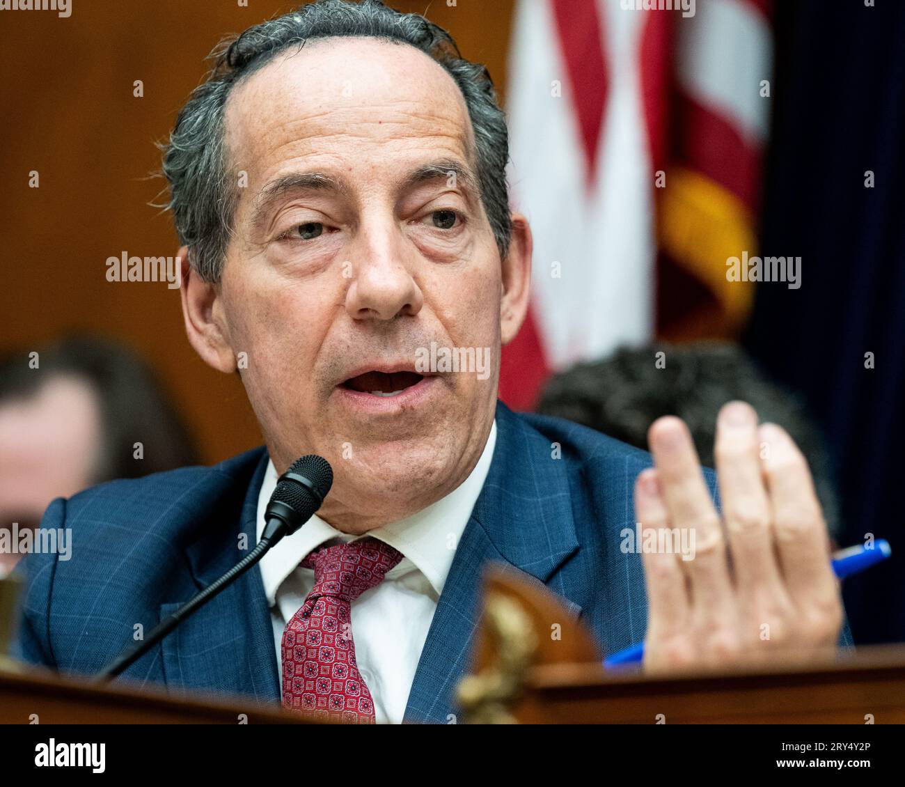 Washington, United States. 28th Sep, 2023. U.S. Representative Jamie Raskin (D-MD) speaking at a House Committee Oversight and Accountability Committee hearing titled 'The Basis for an Impeachment Inquiry of President Joseph R. Biden Jr.' at the U.S. Capitol. Credit: SOPA Images Limited/Alamy Live News Stock Photo