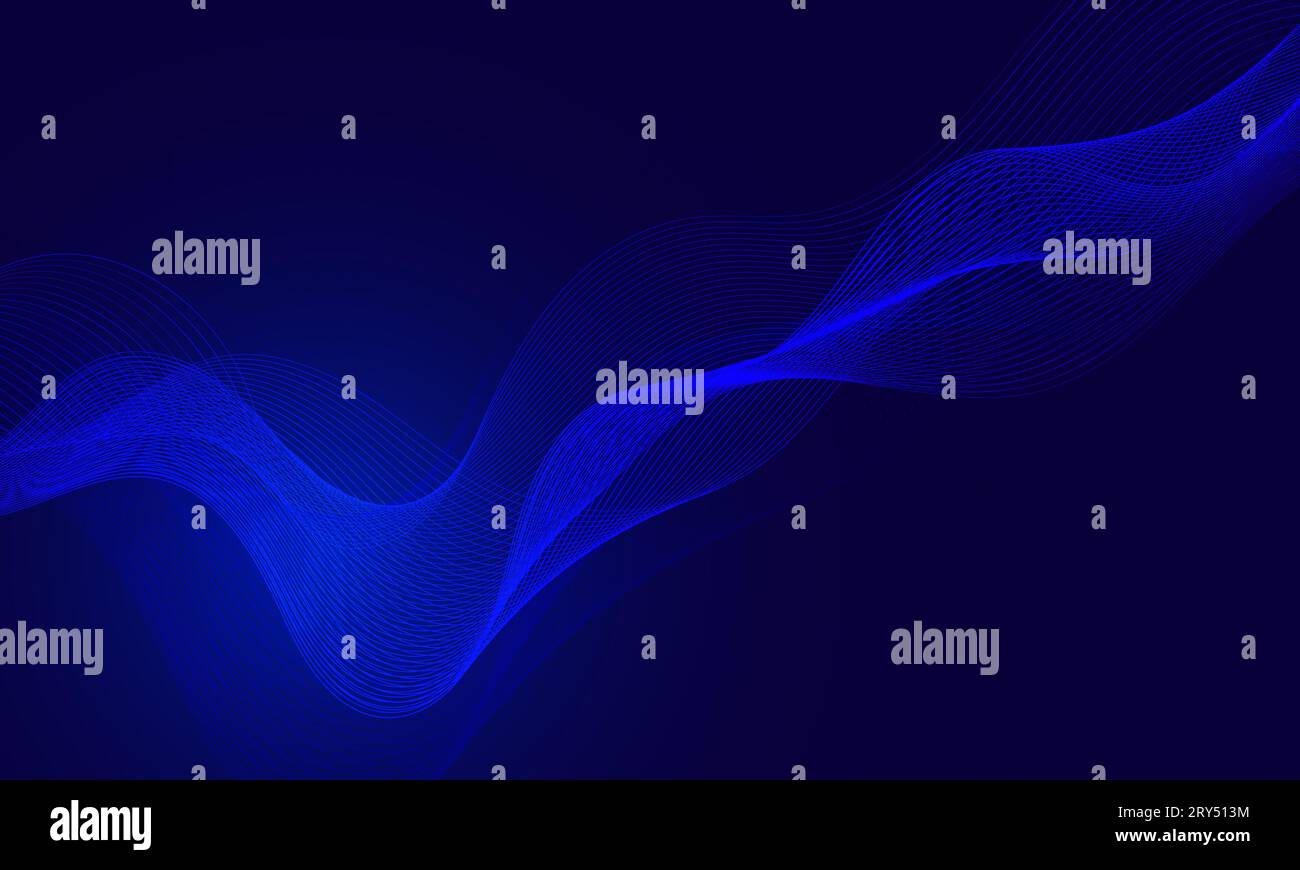 Blue modern wave lines shiny futuristic technology background Stock Vector