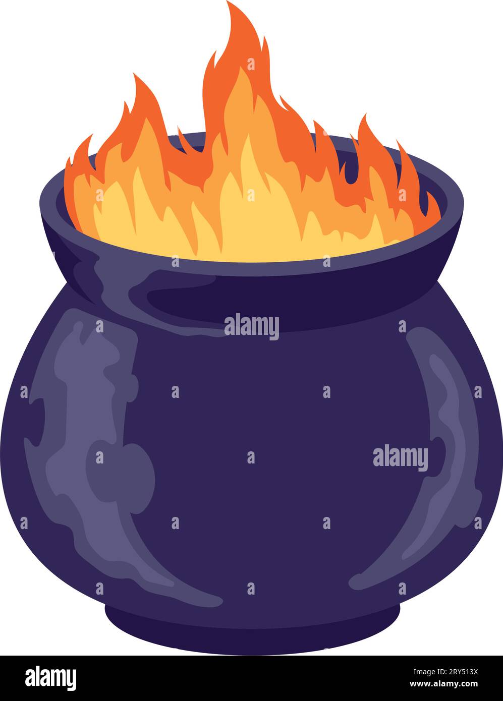 halloween cauldron flame Stock Vector