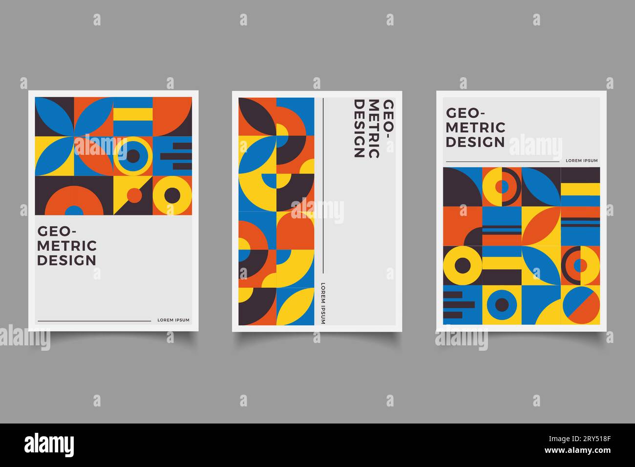 set of bauhaus poster geometric abstract modern cover background Stock ...