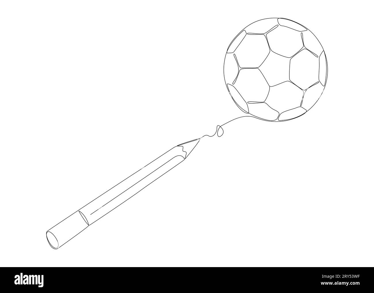 One continuous line of football ball drawn by with felt tip pen. Thin Line Illustration vector concept. Contour Drawing Creative ideas. Stock Vector