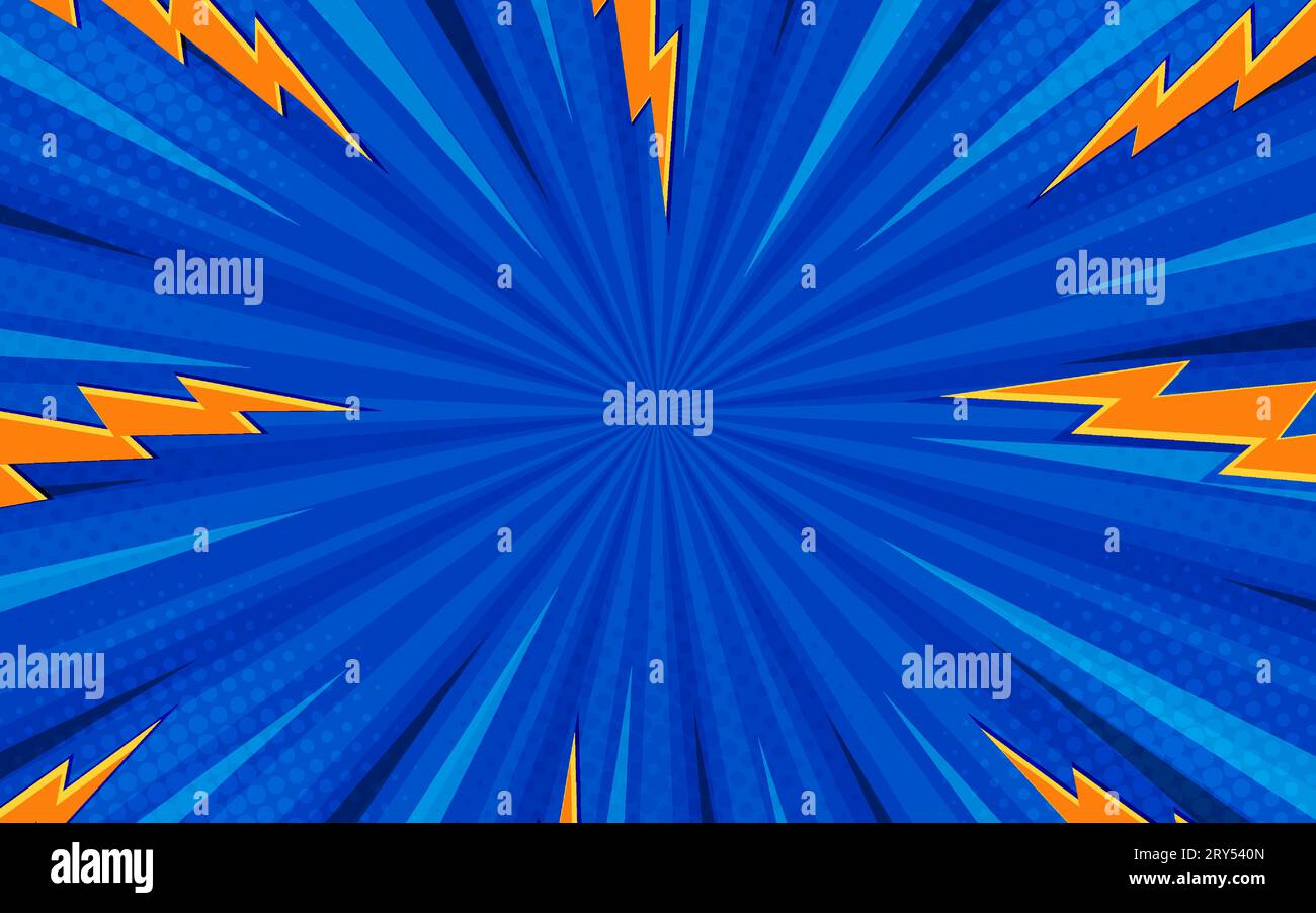 blue comic pop art with dots halftone modern background Stock Vector