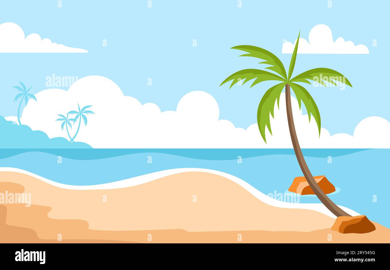 landscape summer tropical beach background illustration Stock Vector ...