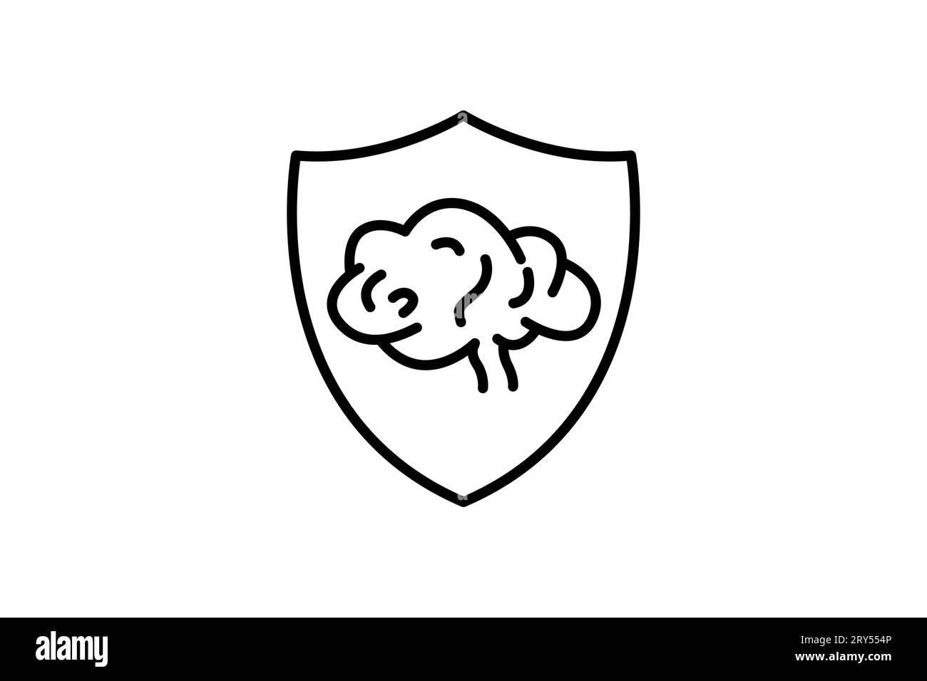 Defense against fallacies icon. shield with brain, icon related to critical thinking. suitable for web site design, app, user interfaces, printable et Stock Vector