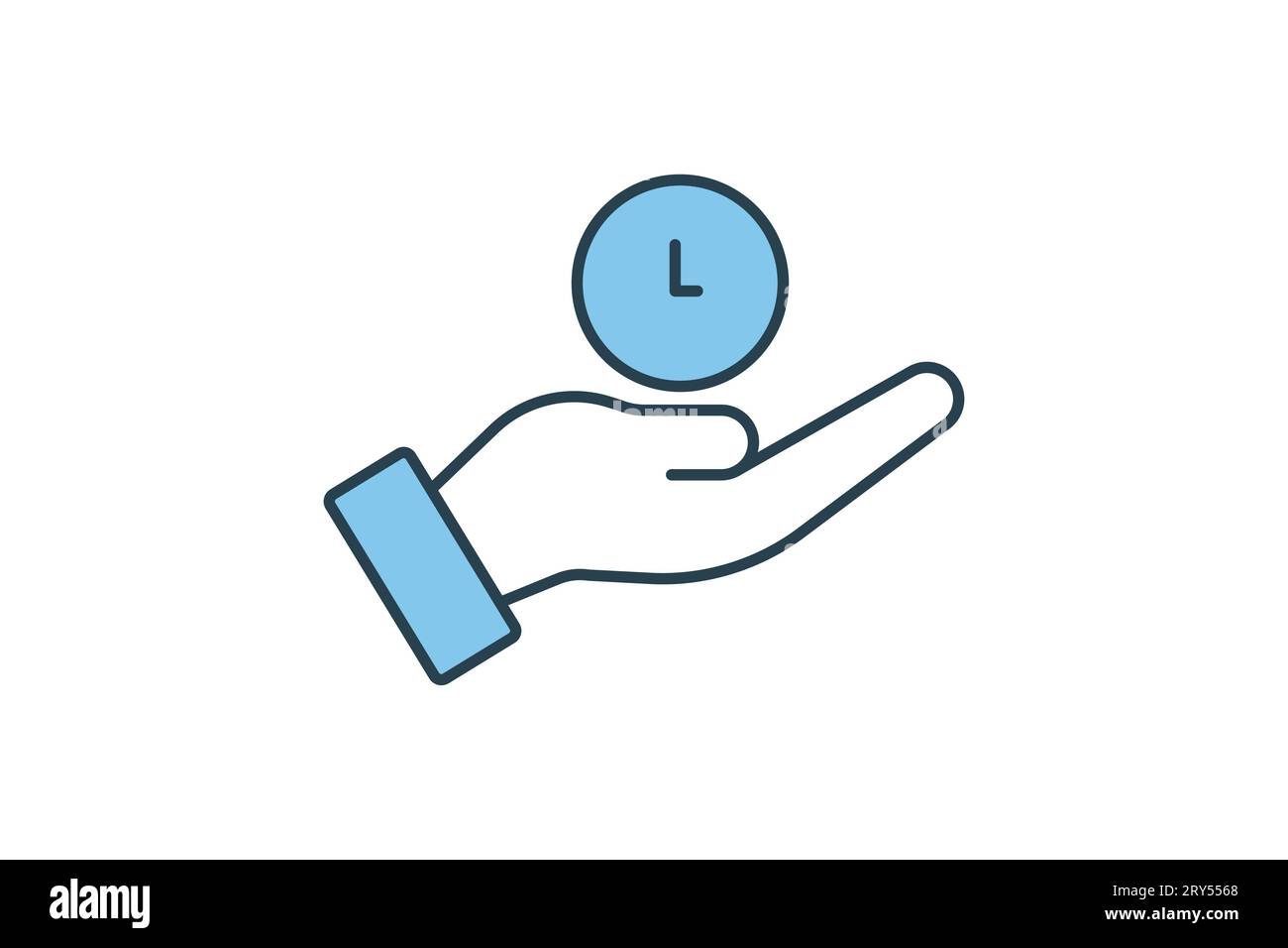 Time management icon. Hand with clock. suitable for app, user interfaces, printable etc. Flat line icon style. Simple vector design editable Stock Vector