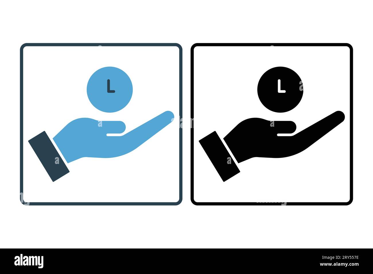 Time management icon. Hand with clock. suitable for app, user interfaces, printable etc. Solid icon style. Simple vector design editable Stock Vector