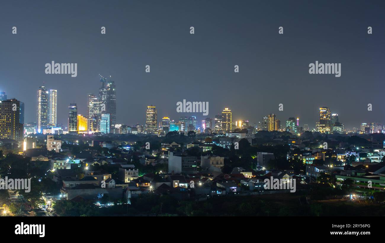 Jakarta, Indonesia - September 23, 2023: Air pollution in Jakarta, the capital city of Indonesia. Stock Photo