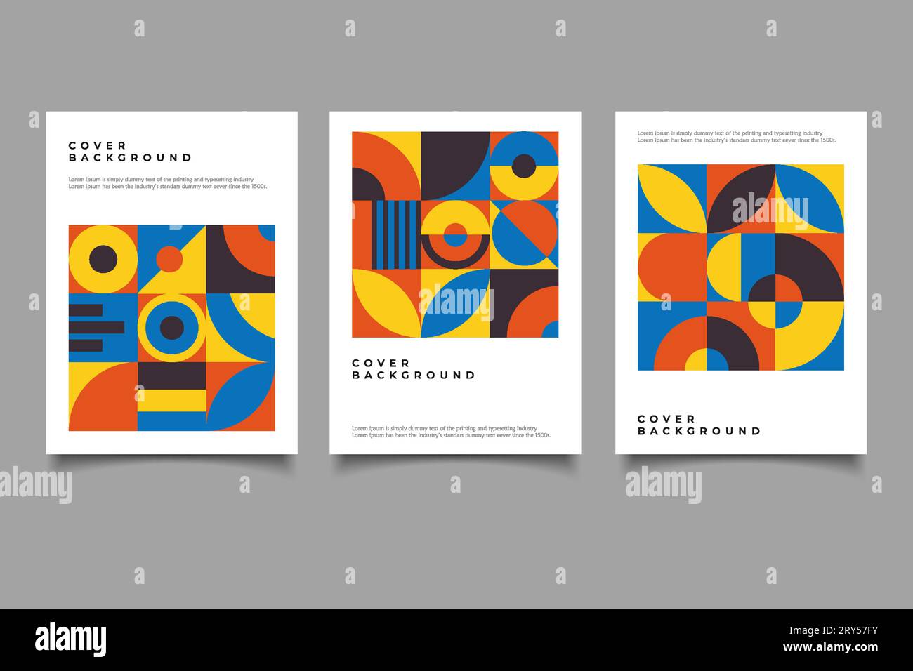 set of bauhaus poster geometric abstract modern cover background Stock ...