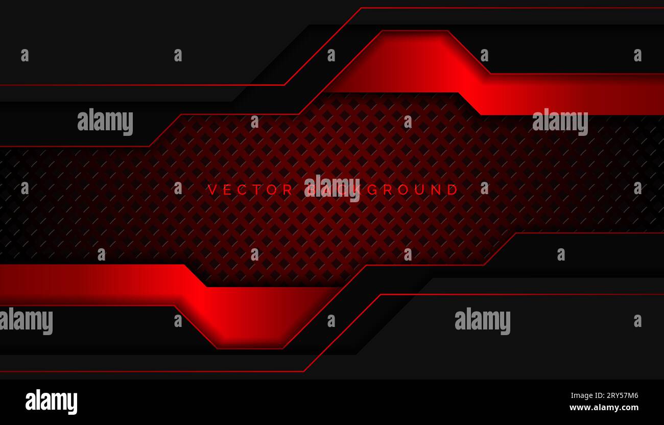abstract futuristic modern dynamic red shiny lines on dark black ...
