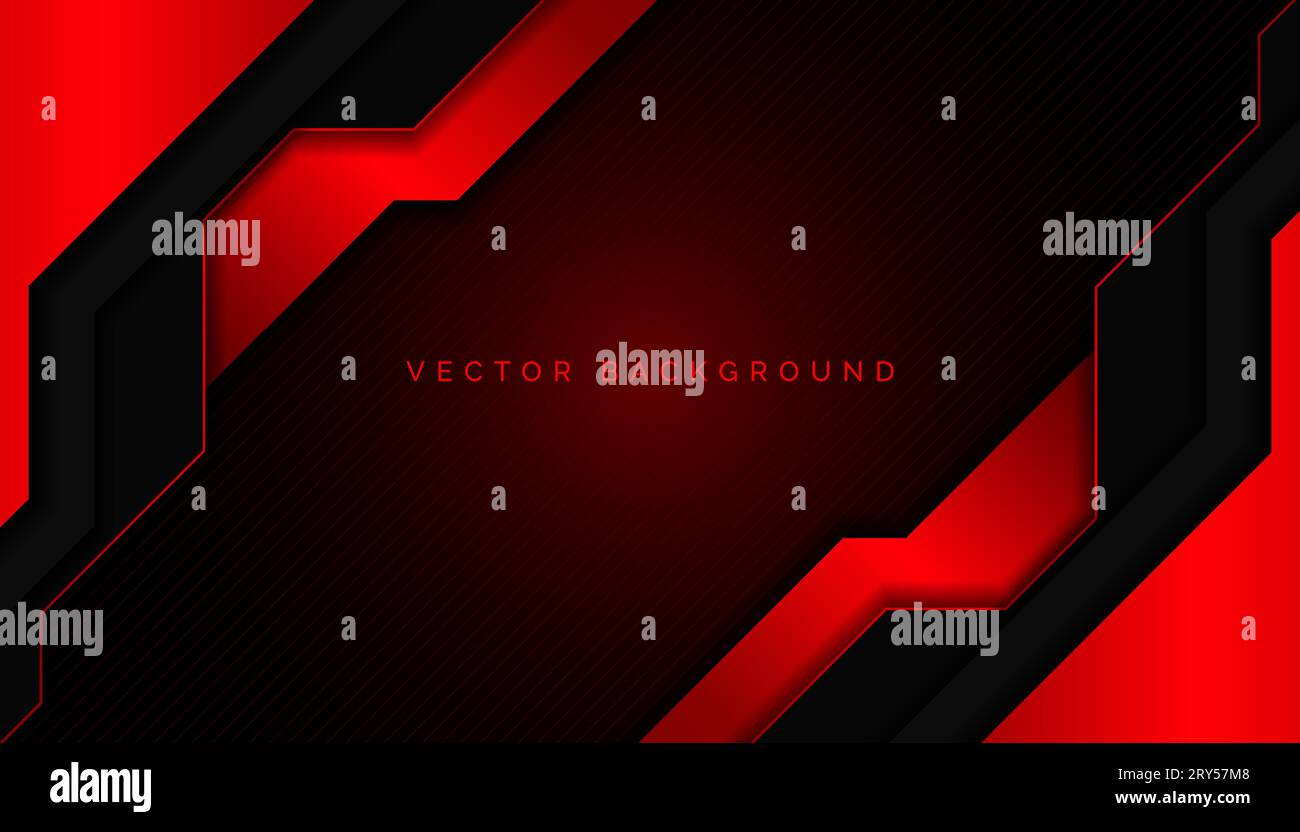 abstract futuristic modern dynamic red shiny lines on dark black ...