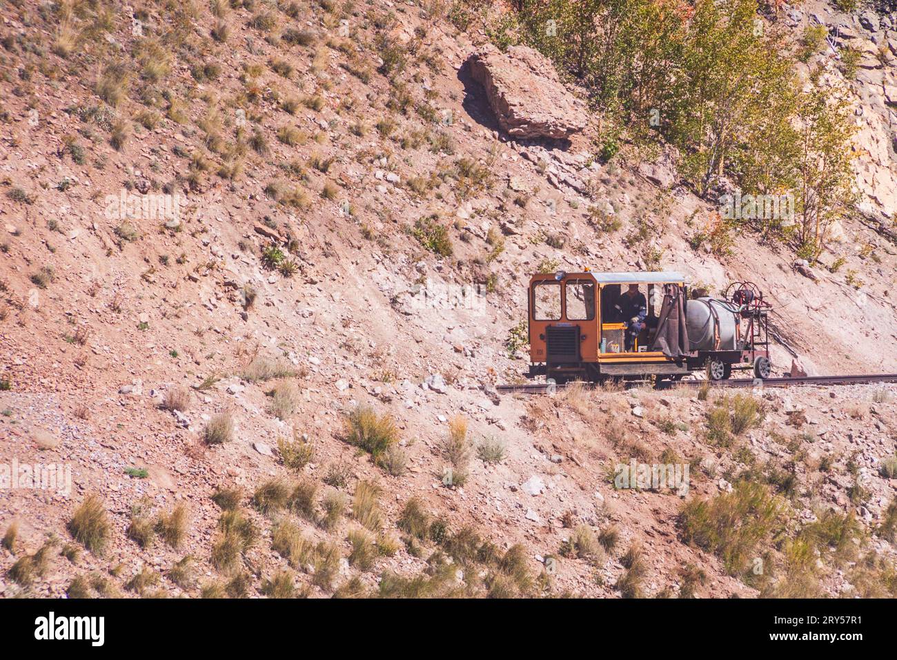 Railroad Maintenance Car following the train on Cumbres and Toltec