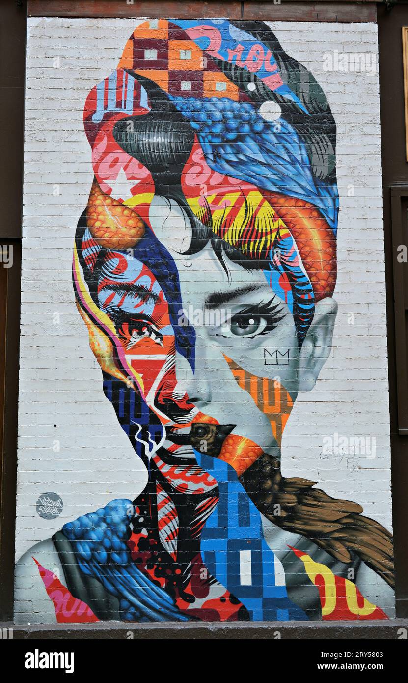 Audrey Hepburn mural created by Tristan Eaton in the Little Italy