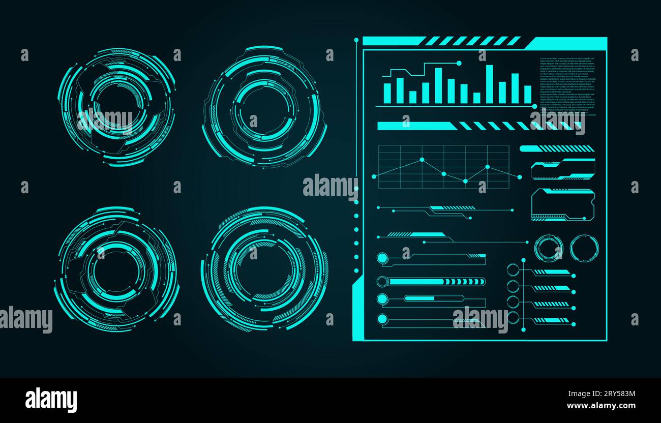 Abstract modern futuristic technology hud element set illustration Stock Vector