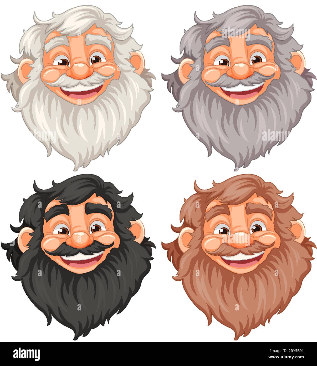 A cheerful vector illustration of an elderly man with a beard and ...