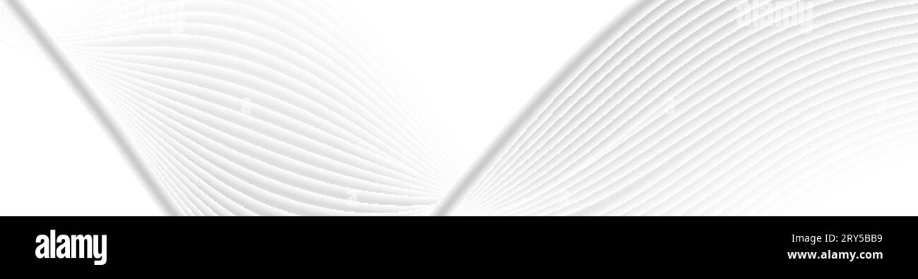 Refracted grey white curved waves abstract elegant background. Vector web banner design Stock Vector